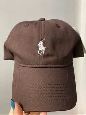 Polo by Ralph Lauren Brown Baseball Cap with White Pony Logo